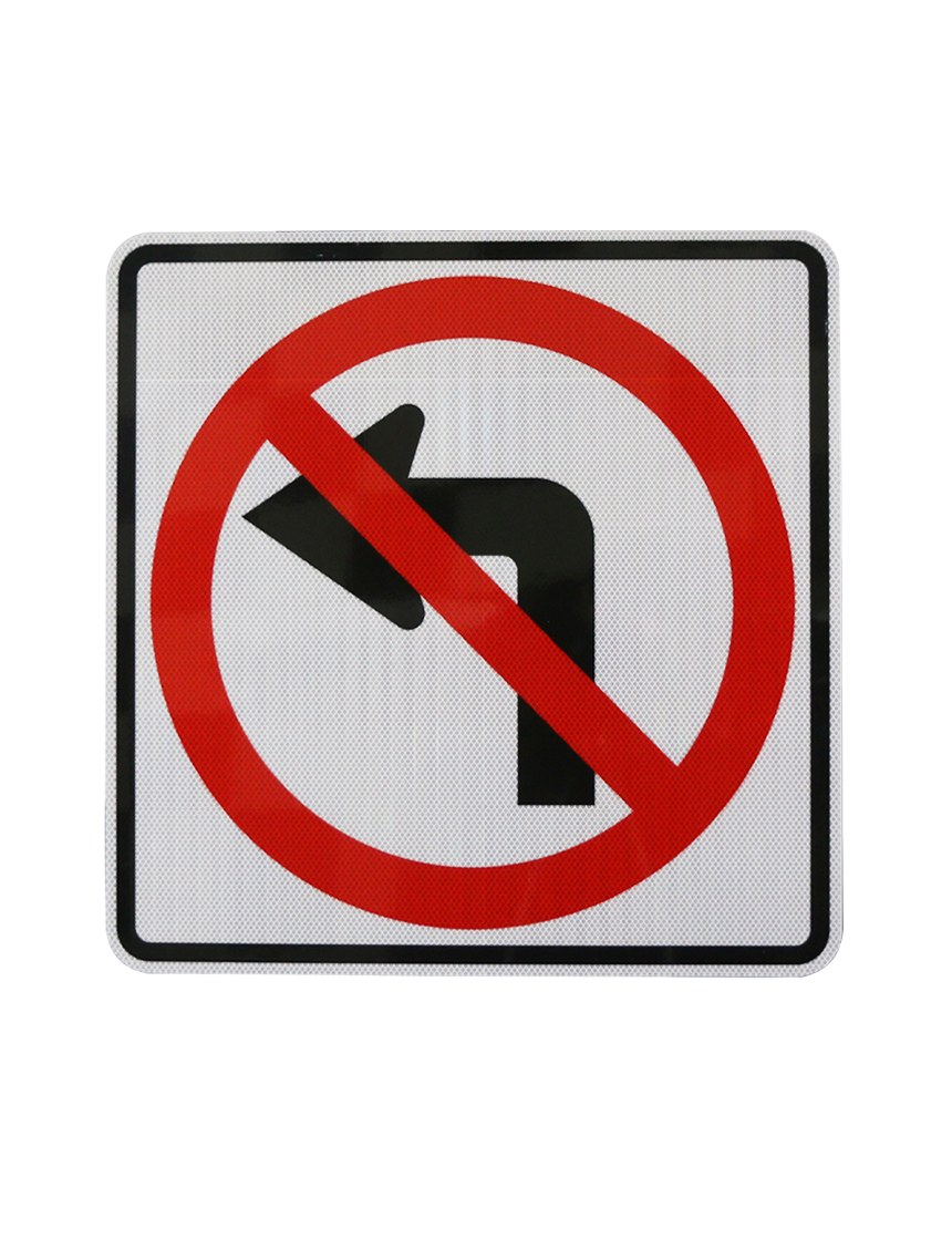 30\" X 30\" No Left Turn Symbol Sign w/ HI Sheeting, 3 Mil Acm