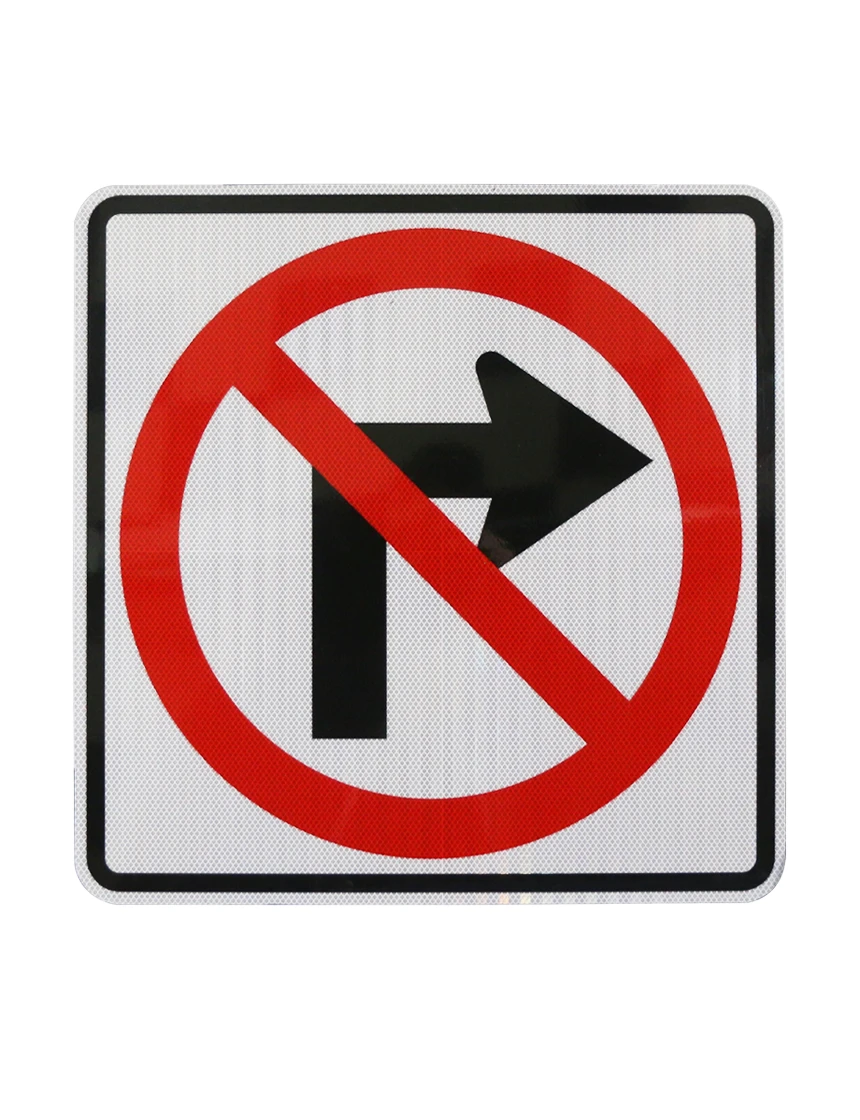36\" X 36\" No Right Turn Symbol Sign w/ HI Sheeting, 4 Mil Acm