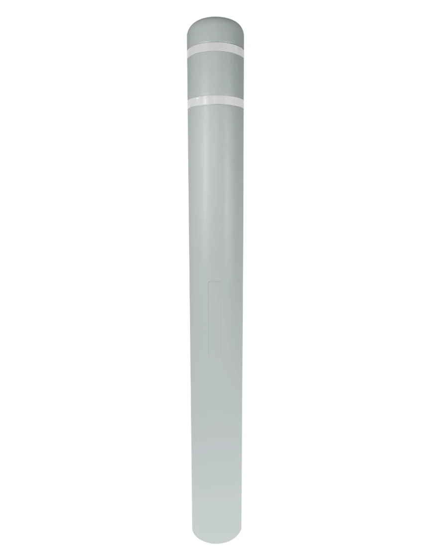 5\" X 52\" Gray Bollard Cover w/ Two White Reflective Stripes