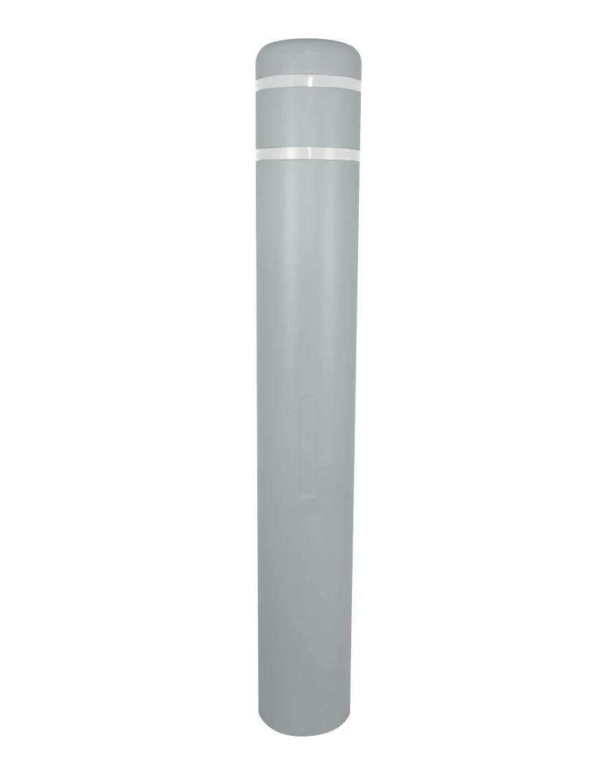 7\" X 52\" Gray Bollard Cover w/ Two White Reflective Stripes