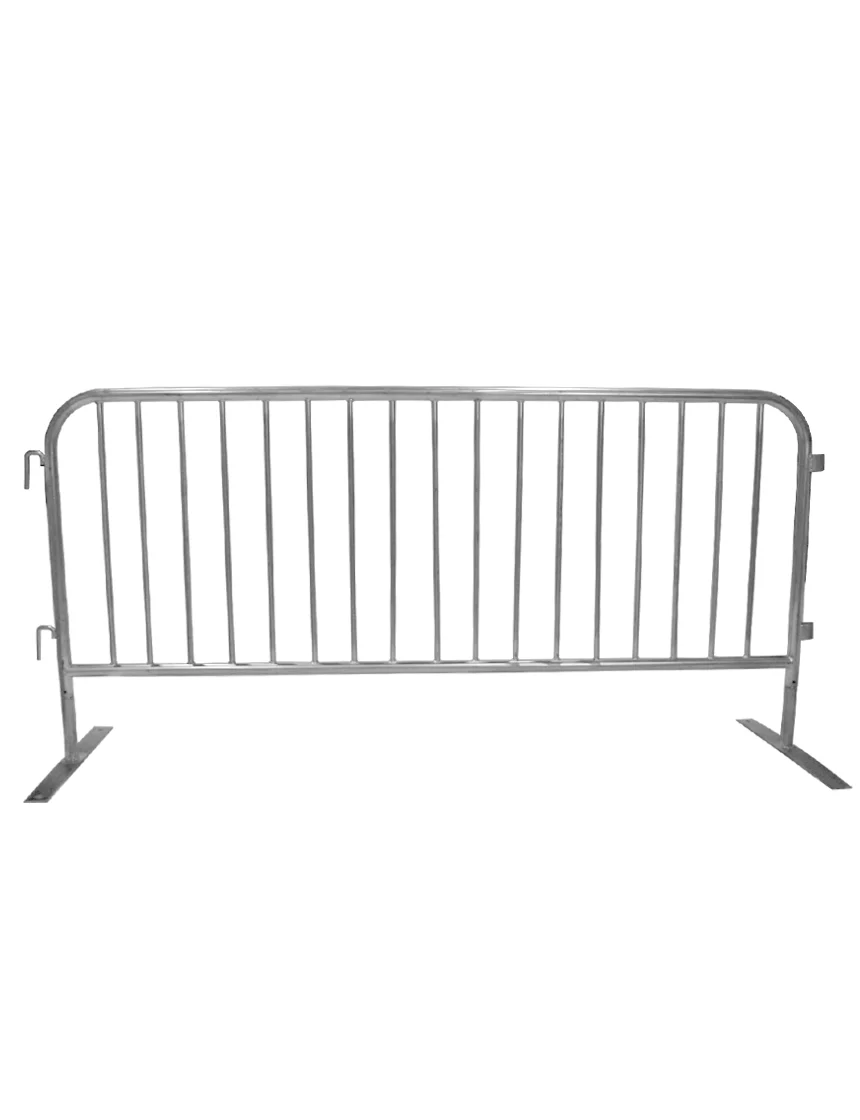 7\u0027 (84\") Long x 42\" Tall, Galvanized Steel Crowd Control Barricade with Flat Feet