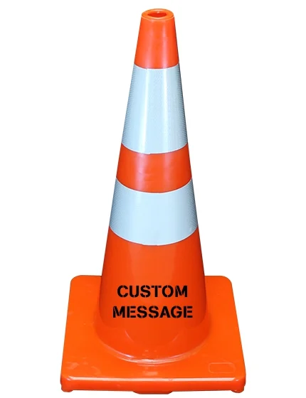 Solid Orange, 28\", 5.0 lb, Economy Cone w/6\" \u0026 4\" Reflective Collars \u0026 Custom Stencil