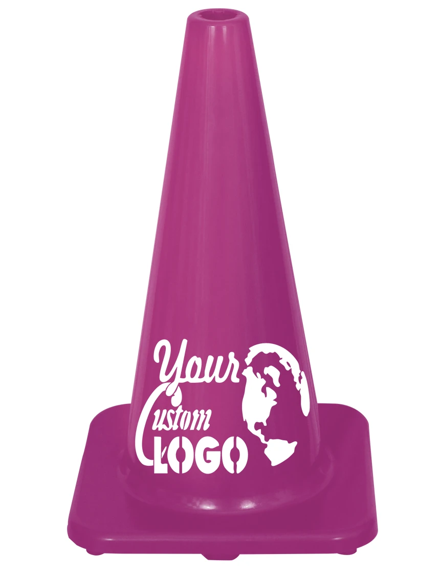 Solid Purple 18\" Economy Traffic Cone w/ Single Color Graphic