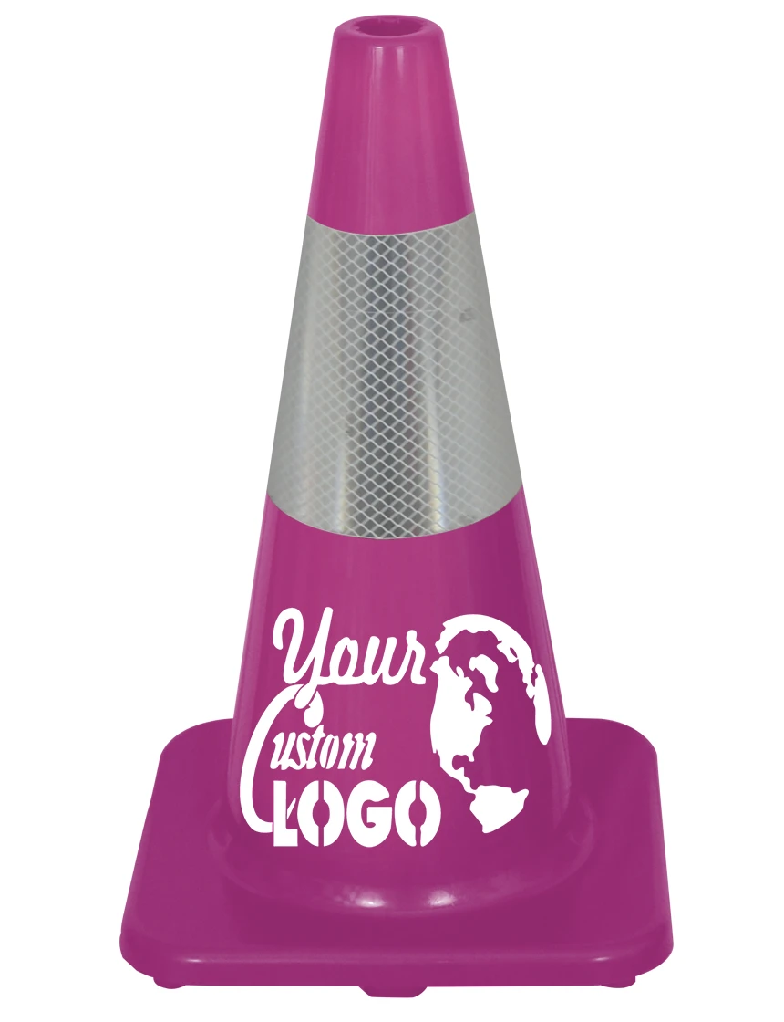Solid Purple, 18\" Economy Cone w/ 6\" Reflective Collar w/ Full Color Graphic