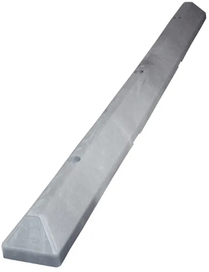 6\u0027 Gray Recycled Plastic Commercial Parking Block w/ 14\" Rebar Steel Mounting Spikes