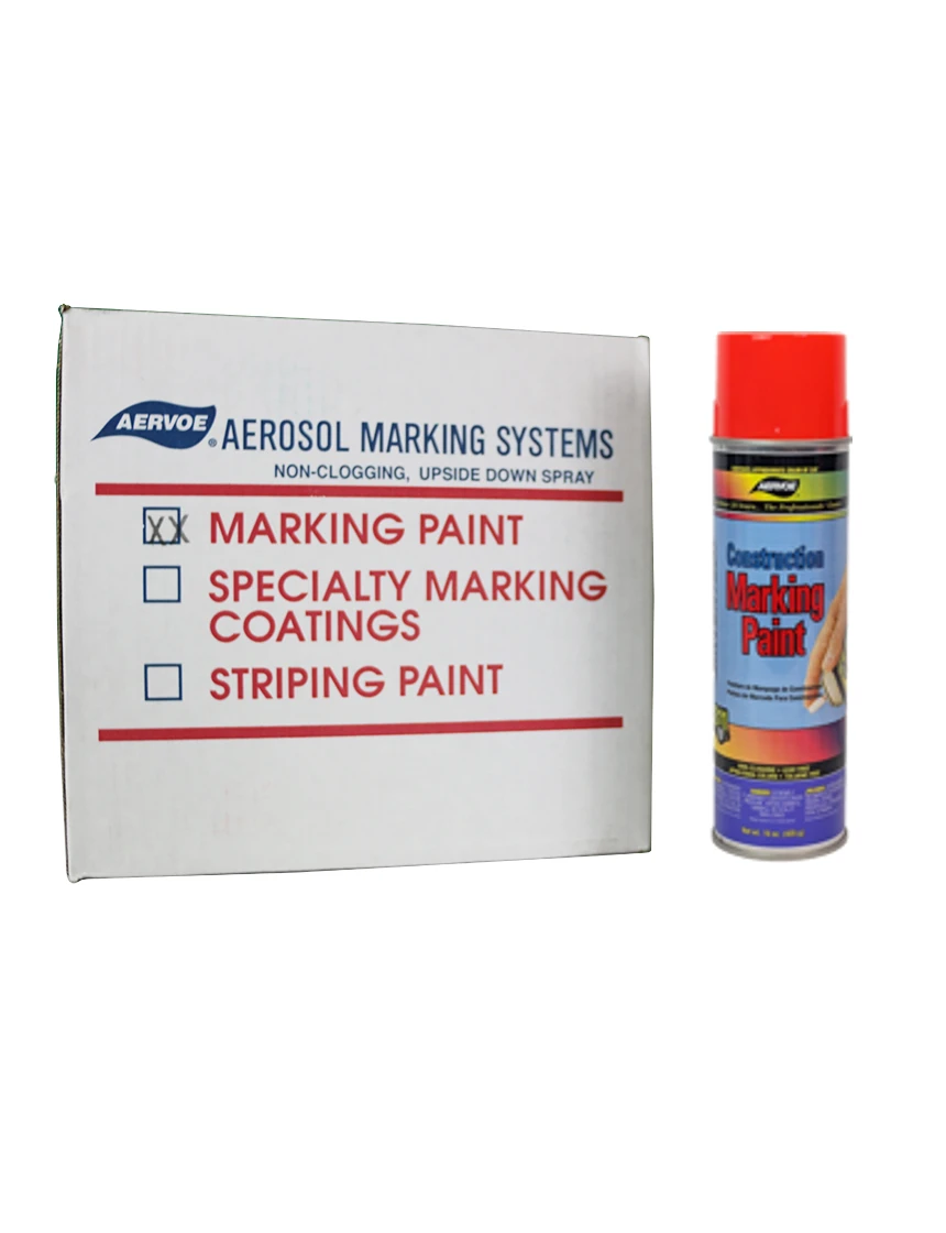 Fluorescent Red-Orange Construction Marking Paint (Case Of 12)