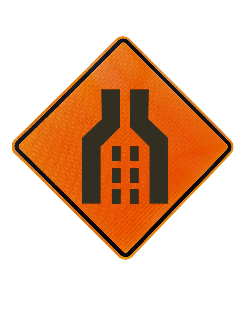 36\", Corrugated Plastic, High Intensity Reflective Sign, Double Merge Symbol