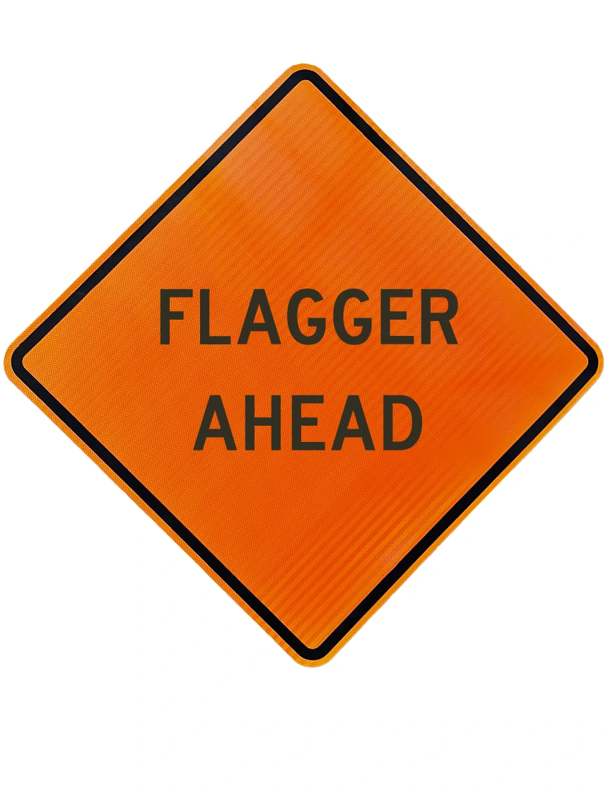 48\", Corrugated Plastic, High Intensity Reflective Sign, Flagger Ahead (Text)