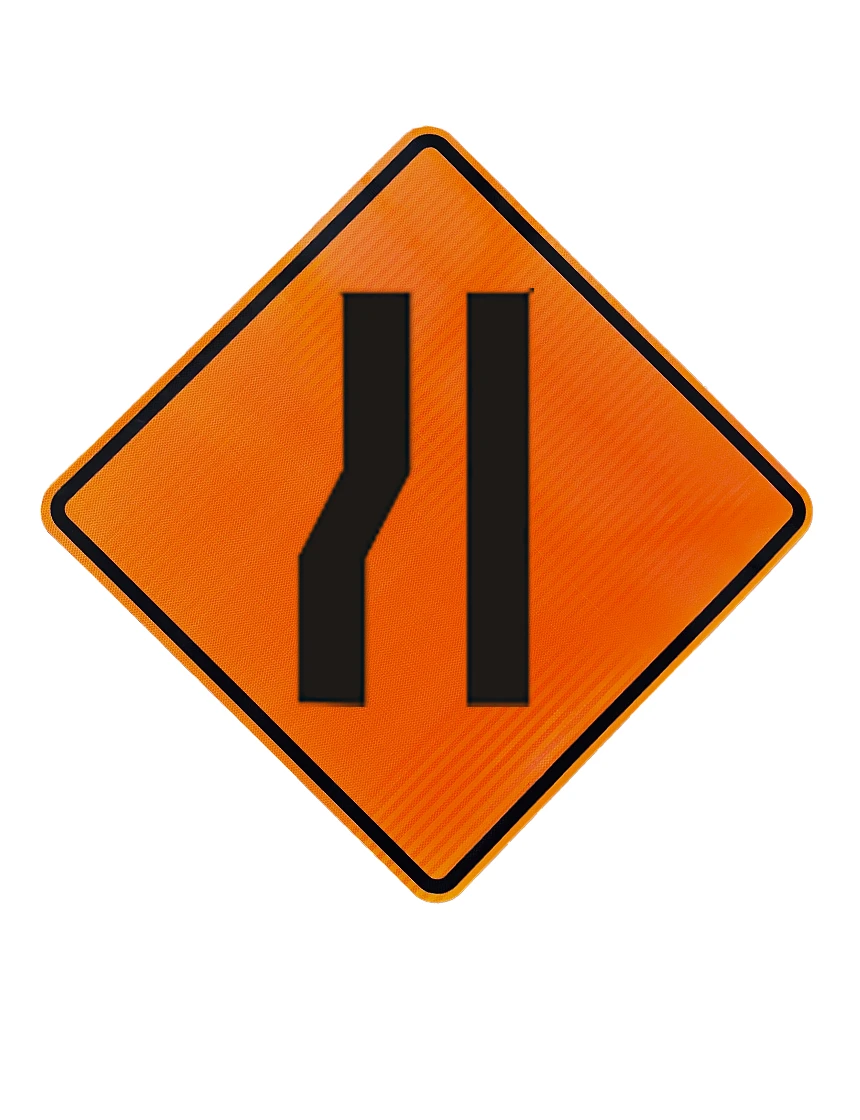 36\", Corrugated Plastic, High Intensity Reflective Sign, Left Lane Ending Symbol