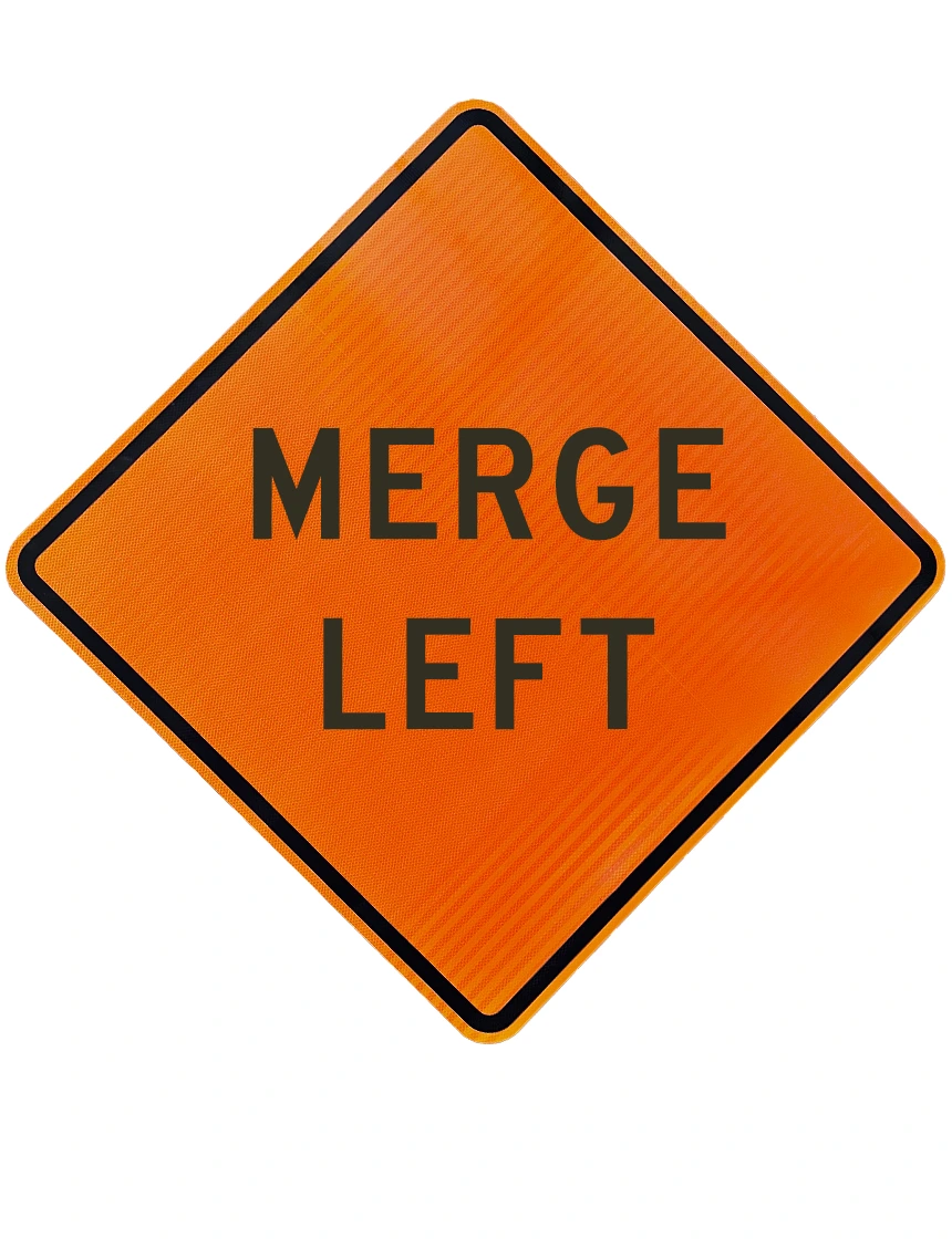 48\", Corrugated Plastic, High Intensity Reflective Sign, Merge Left