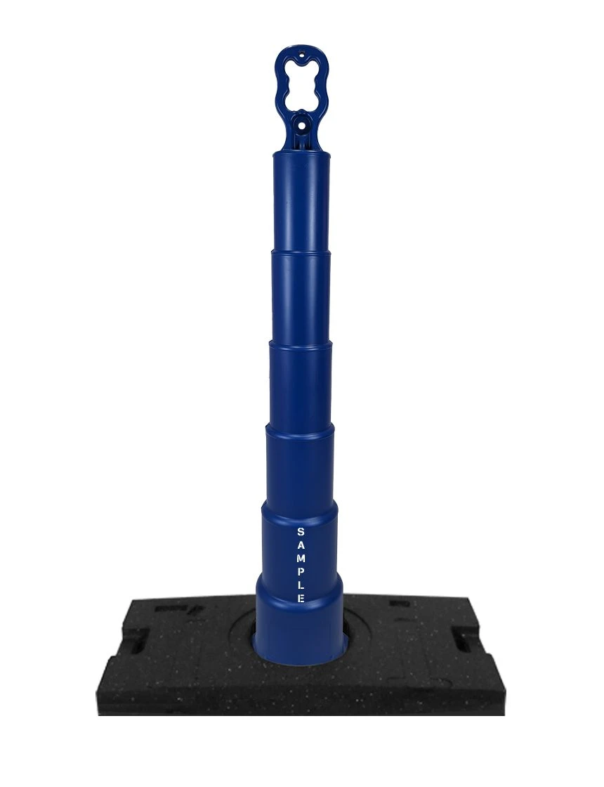 42\" Blue Ez-Grab Channelizer 30 lbs Base w/ Custom Lettering