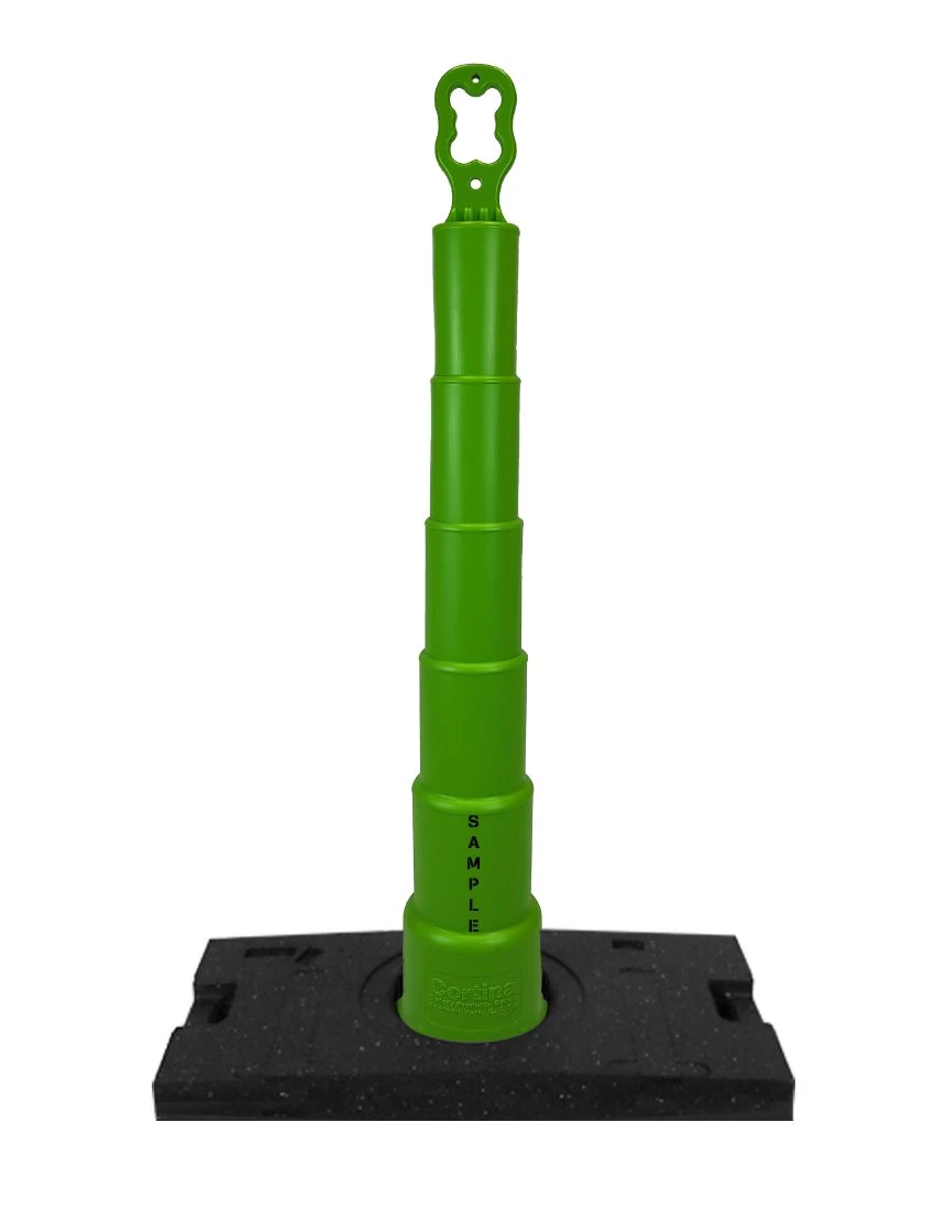 42\" Lime Green Ez-Grab Channelizer 30 lbs Base w/ Custom Lettering