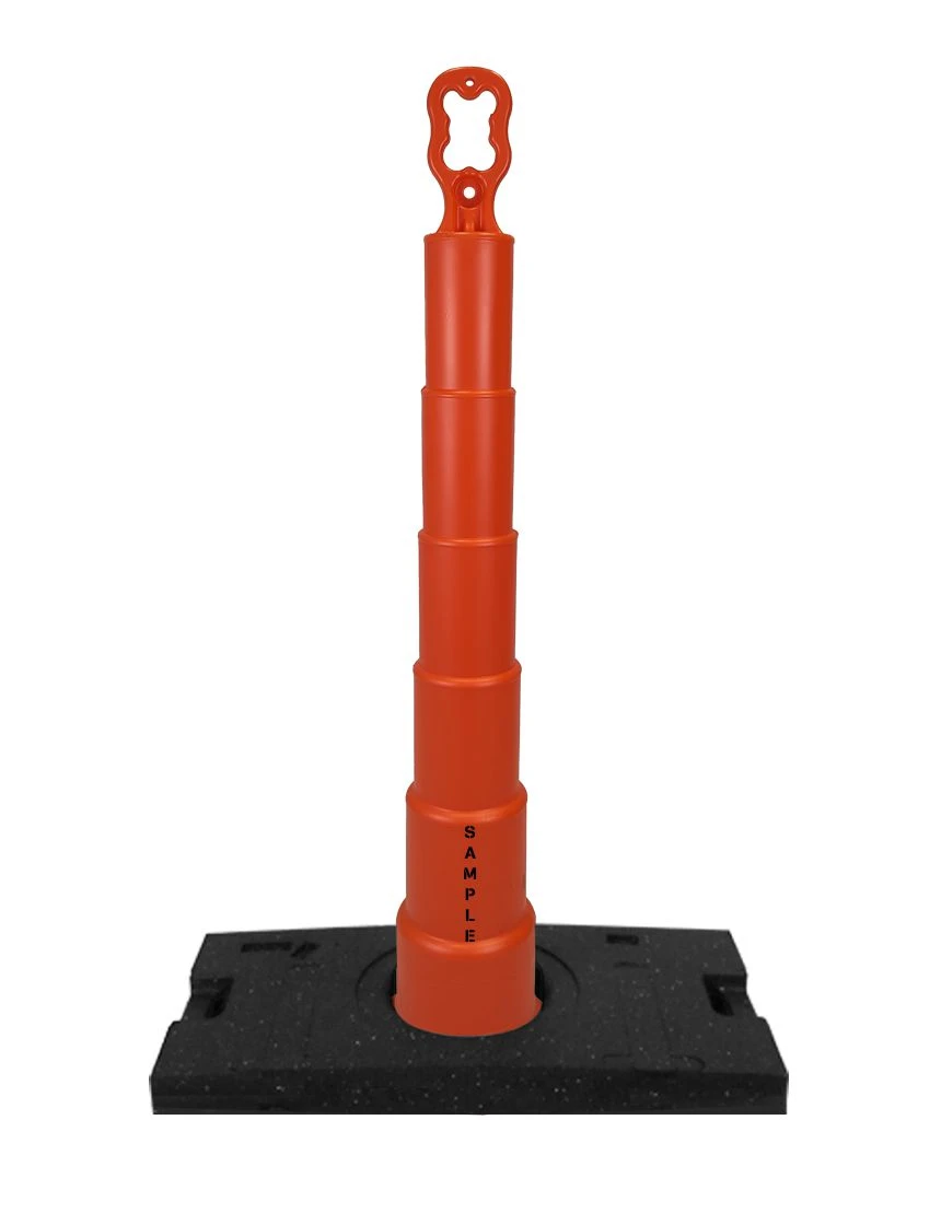 Orange 42\" Ez-Grab Channelizer Orange w/ 30 lbs Base \u0026 2X Custom Lettering