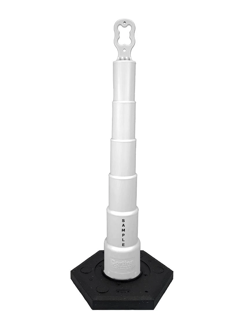 42\" White Ez-Grab Channelizer 16 lbs Base \u0026 2X Custom Lettering