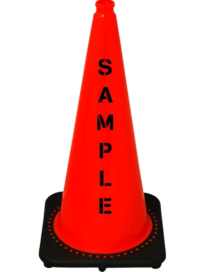 Orange 28\" 10.0 Lb. Black Base Cone with Custom Stencil