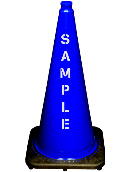 Blue 28\" 7.0 lb Black Base Cone with Custom Stencil