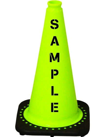 Lime 18\" Black Base Cone with Double Sided (2X) Custom Stencil