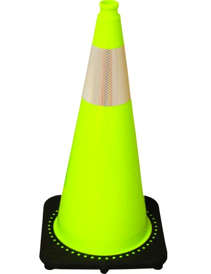 Lime 28\" 7.0 lb Black Base Cone with 6\" Reflective Collar