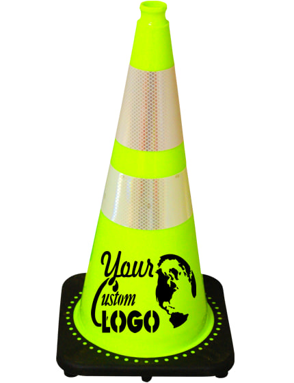 Lime 28\" Traffic Cone with Black Base