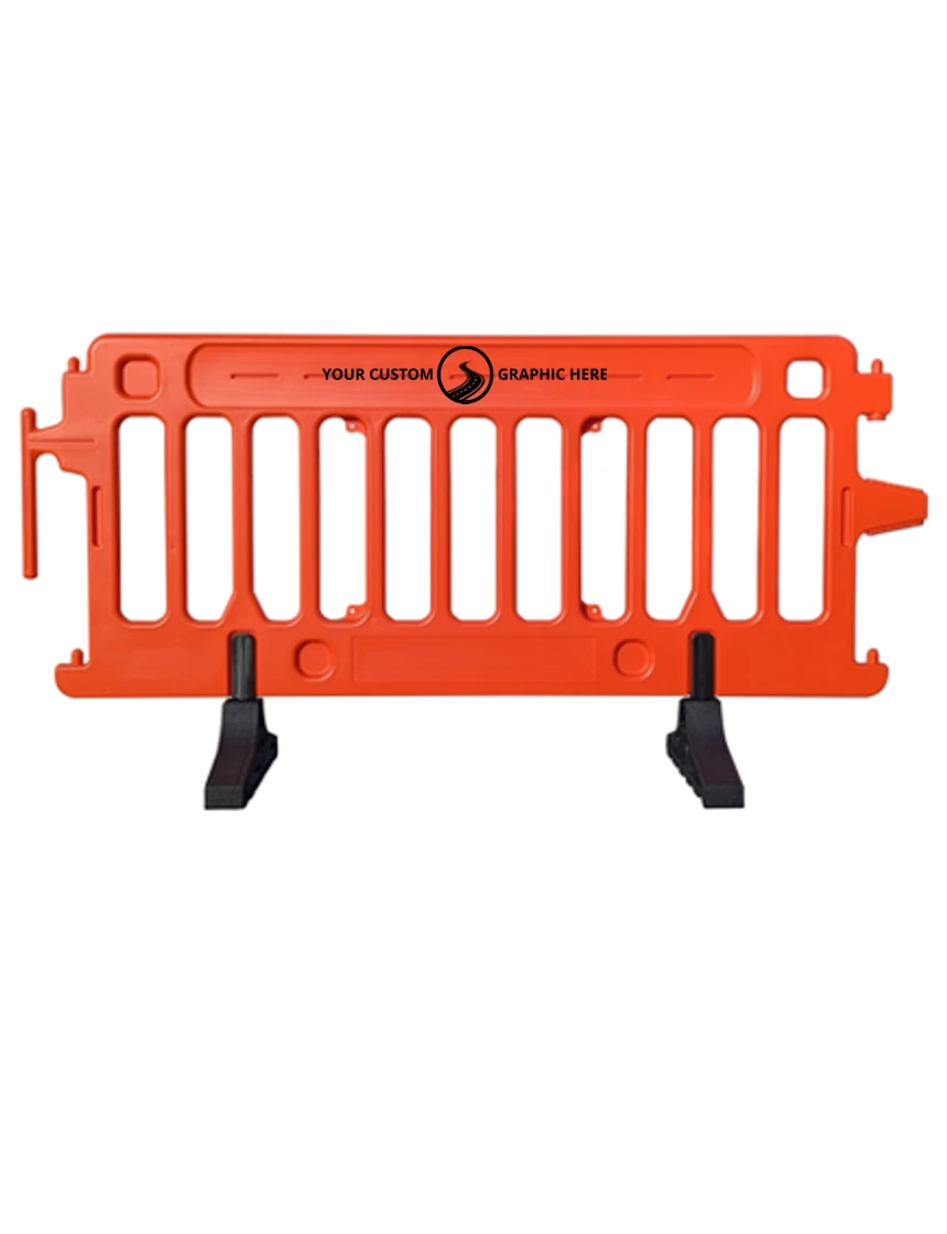 6\u0027 Long X 39 1/2\" Tall, Plasticade Crowdcade Crowd Control System, Orange w/ Single Color Custom Graphic On Both Sides (2X)
