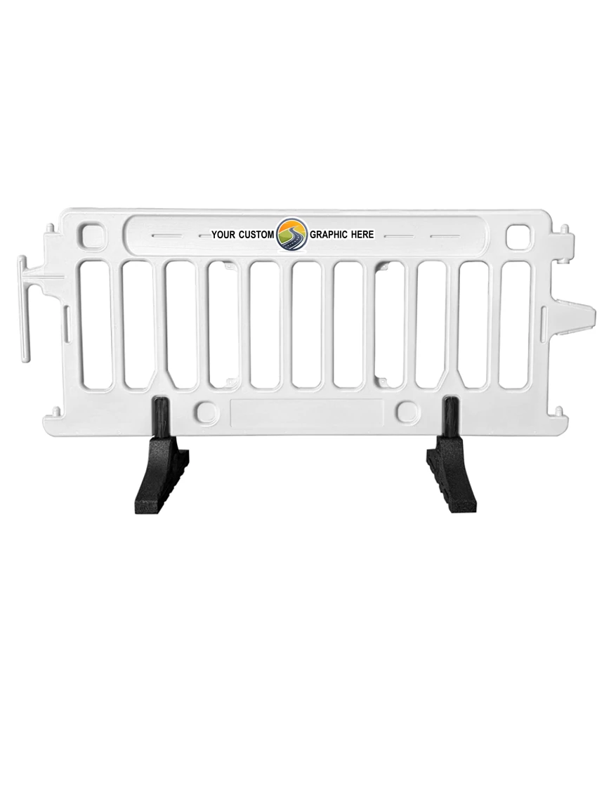 6\u0027 Long X 39 1/2\" Tall, Plasticade Crowdcade Crowd Control System, White w/ Full Color Custom Graphic On Both Sides (2X)