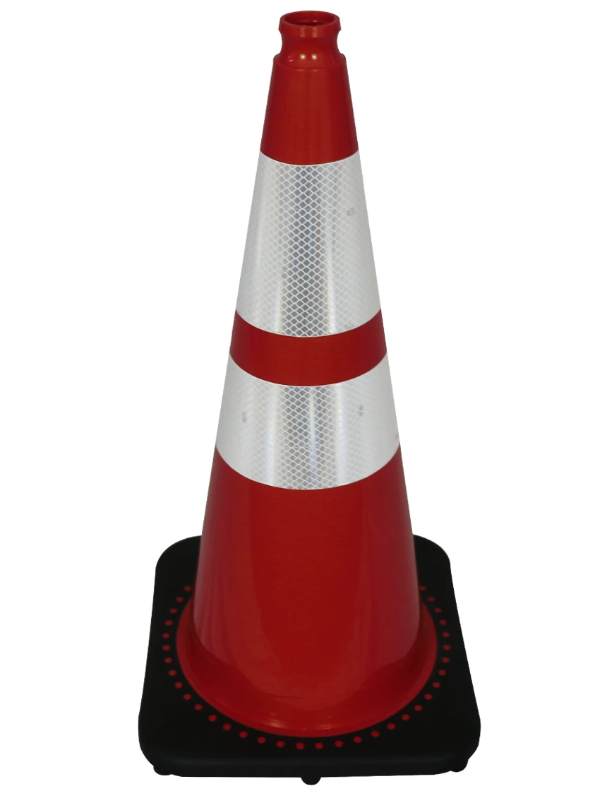 Red 28 inch JBC Traffic Cone with 6\" \u0026 4\" Reflective Collars