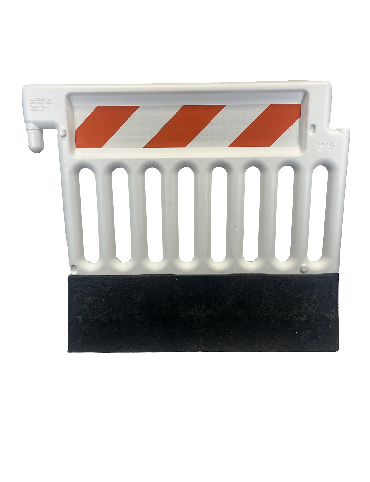 Plasticade Strongwall ADA Pedestrian Barricade and Channelizer, White with One (1) Piece of EG Sheeting on Both (2) sides \u0026 43 Lb. Base