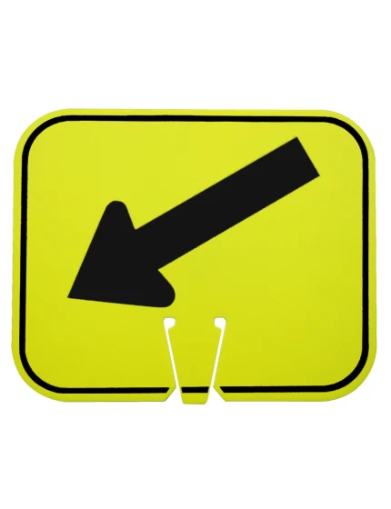 Down Left Arrow Clip On Sign Lime Non Reflective Horizontal