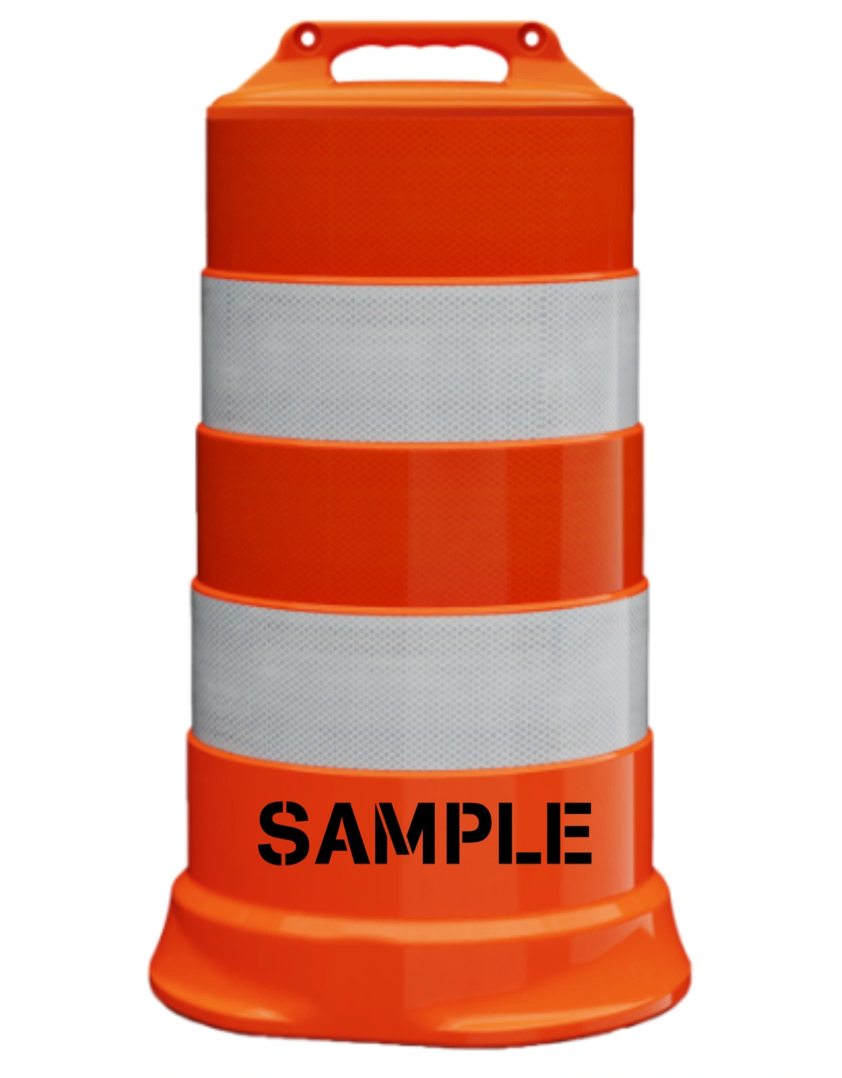 Plasticade Commander™ Traffic Drum with Four 6\" Diamond Grade Reflective Stripes \u0026 Custom Lettering (No Base)