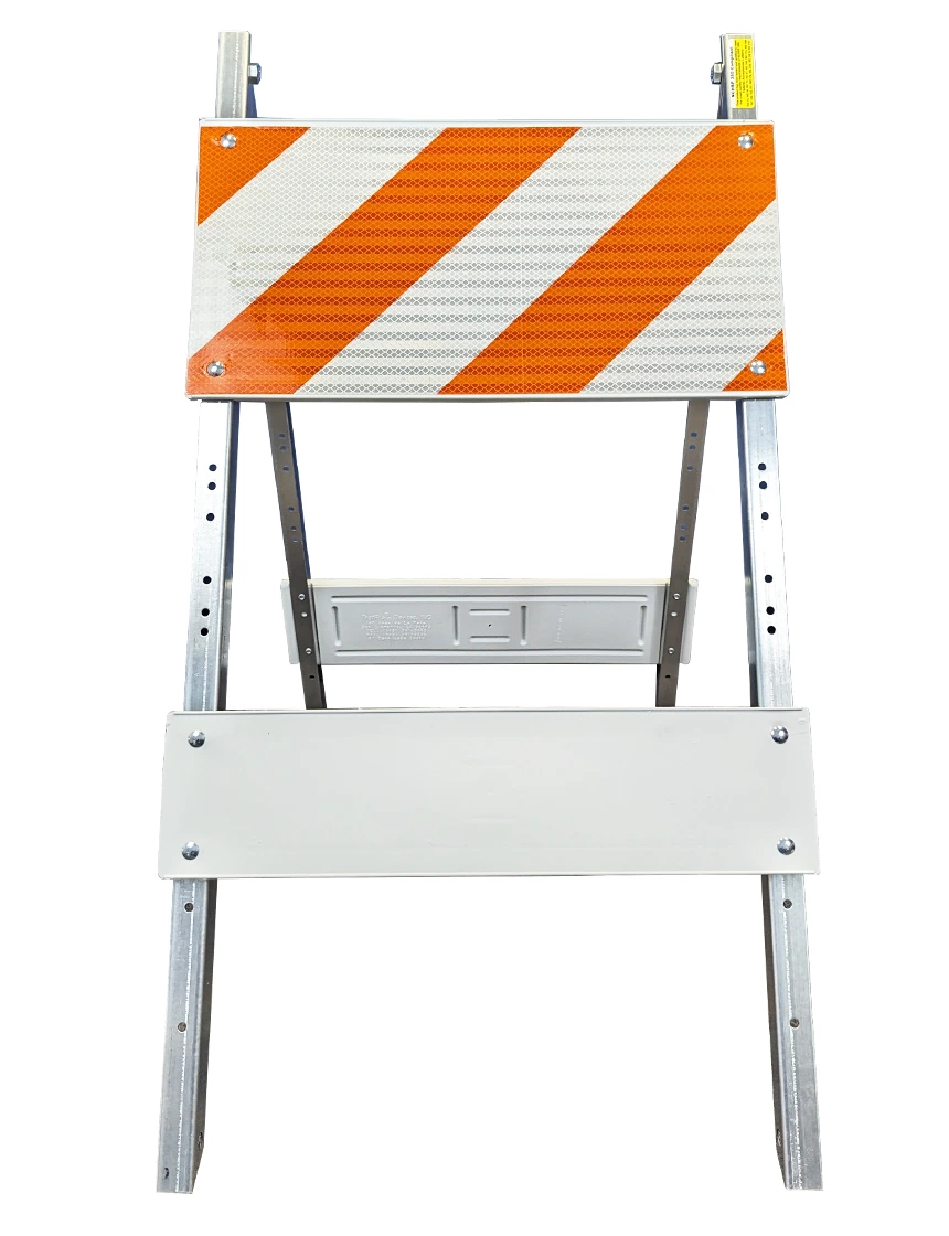 Economy Plastic \u0026 Steel Barricade High Intensity HI MUTCD Type I w/ One 12 In Tall Reflector Per Side | Single Color Graphic