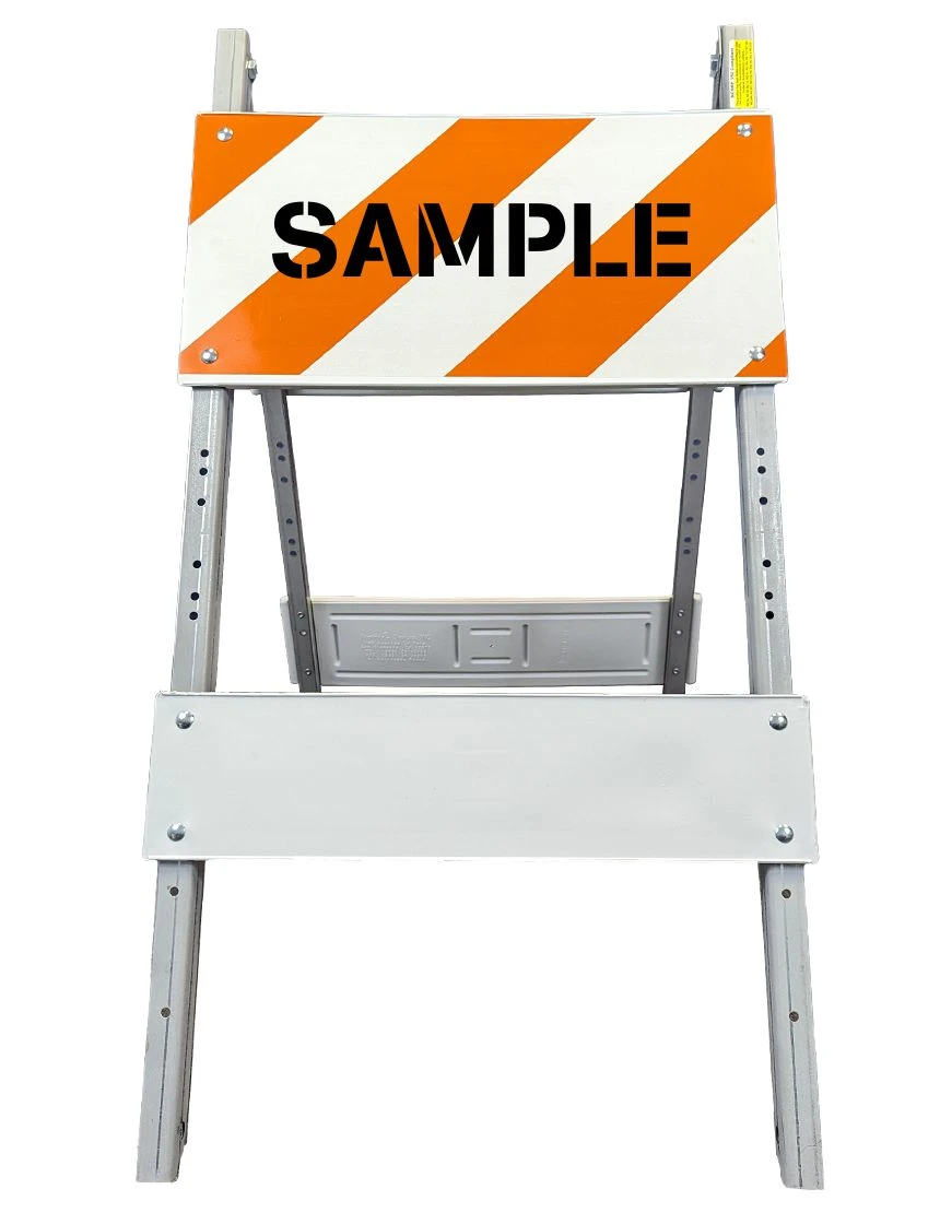 economy plastic steel barricade lettering single side engineer grade eg type i one 12 in tall reflector per side