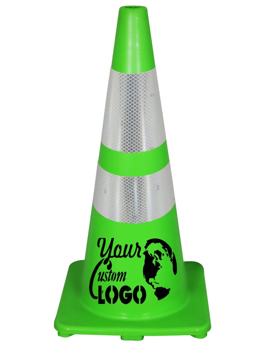 Solid Lime 28\", 5 lbs, Economy Cone w/ 6\" \u0026 4\" Reflective Collars w/ Full Color Graphic