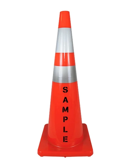 Solid Orange, 36\", 9.2 lbs, Economy Cone w/ 6\" \u0026 4\" Reflective Collars \u0026 Custom Lettering