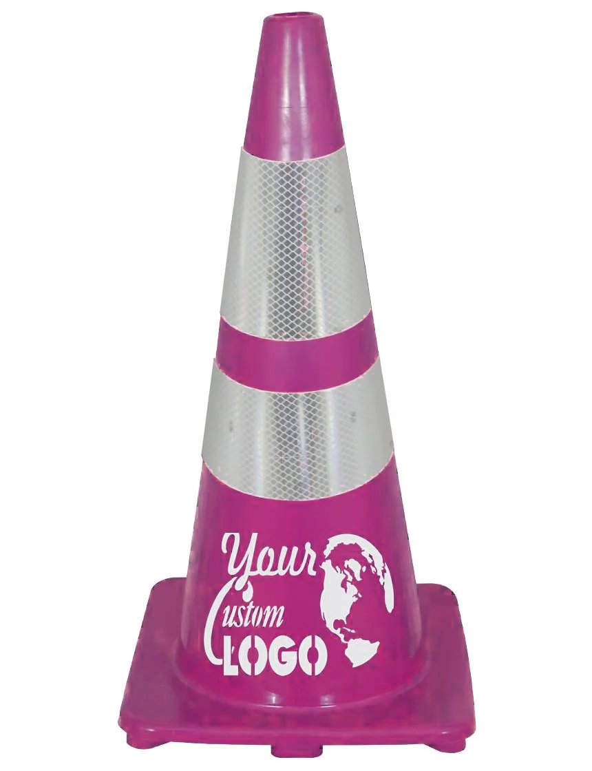 Solid Purple , 28\", 5 lbs, Economy Cone w/ 6\" \u0026 4\" Reflective Collars w/ Single Color Graphic