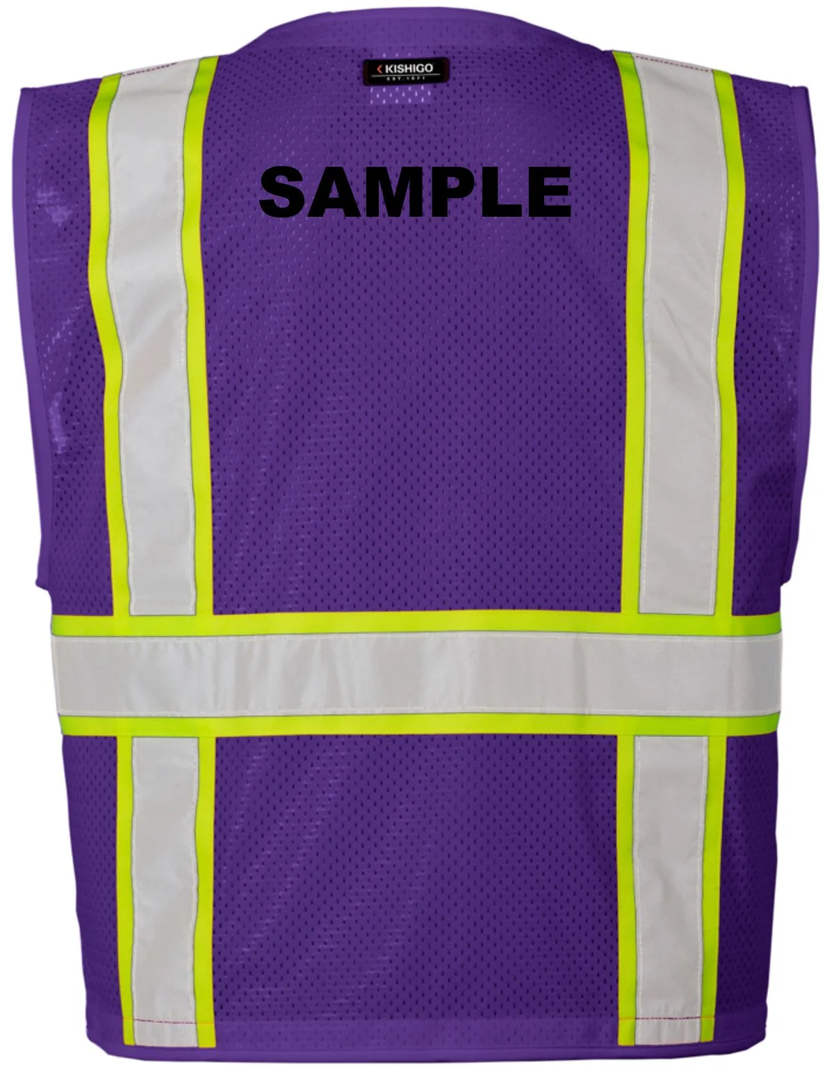 Purple, Enhanced Visibility, Multi Pocket Mesh Vest, S-M w/Custom Black Lettering