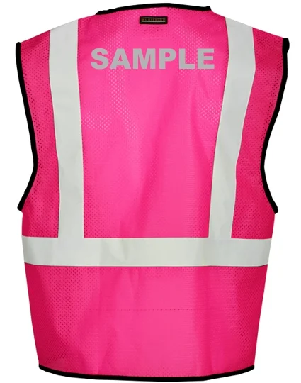 Enhanced Visibility (Non-ANSI) Pink Mesh Safety Vest, Size 4X-5X w/Custom Reflective Lettering