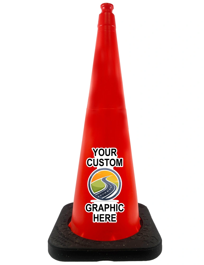 36\", 10.0 lbs, TrafFix Devices Enviro-Cone Traffic Cone, Orange with Full Color Custom Graphic on Both Sides (2X)