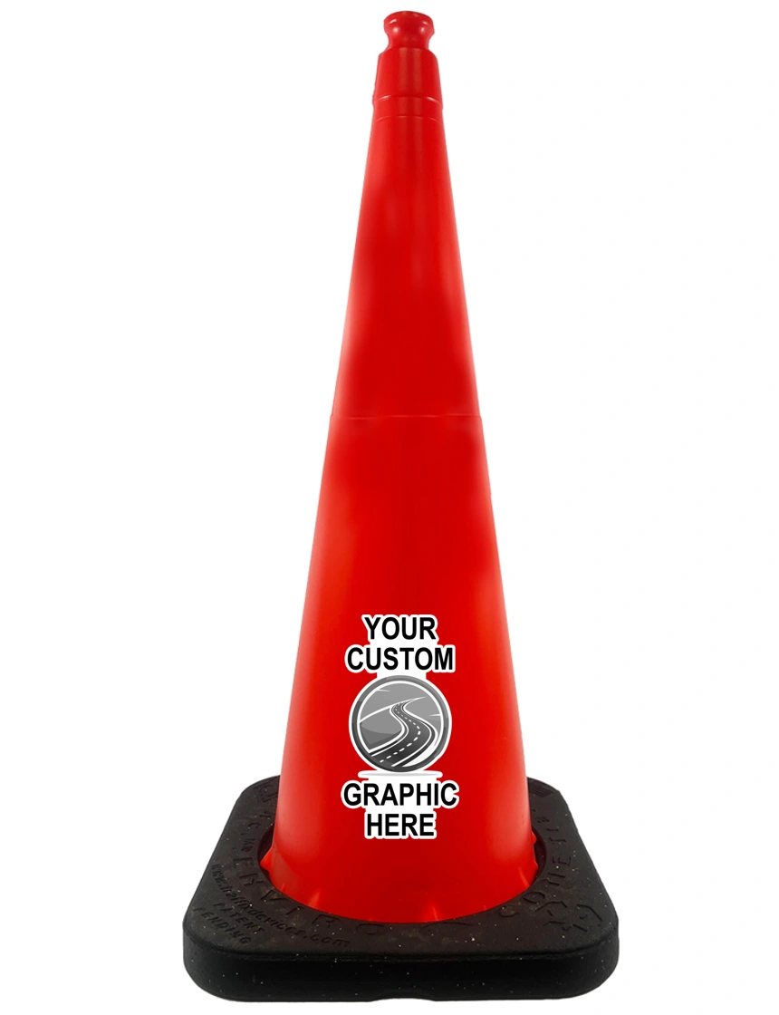 36\", 10.0 lbs, TrafFix Devices Enviro-Cone Traffic Cone, Orange with Single Color Custom Graphic on Both Sides (2X)