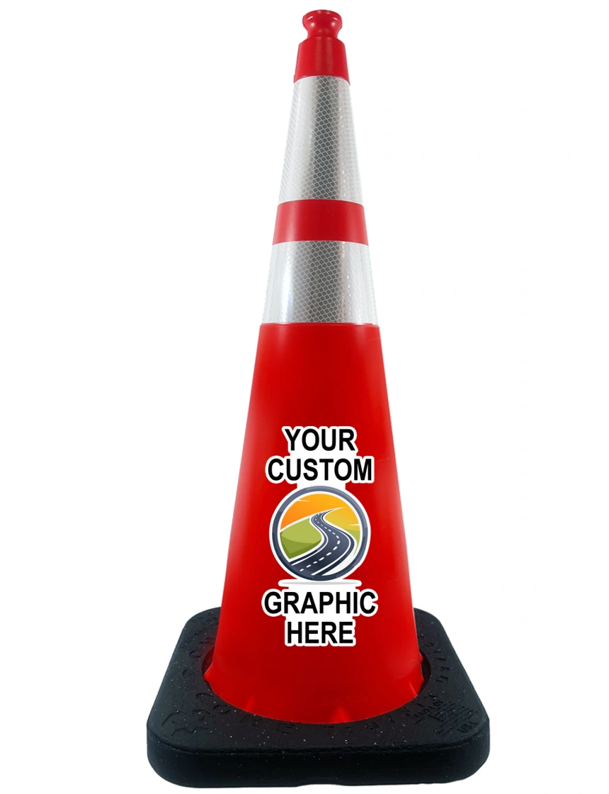 36\", 10.0 lbs, TrafFix Devices Enviro-Cone Traffic Cone w/ 6\" \u0026 4\" Reflective Collars, Orange with Full Color Custom Graphic