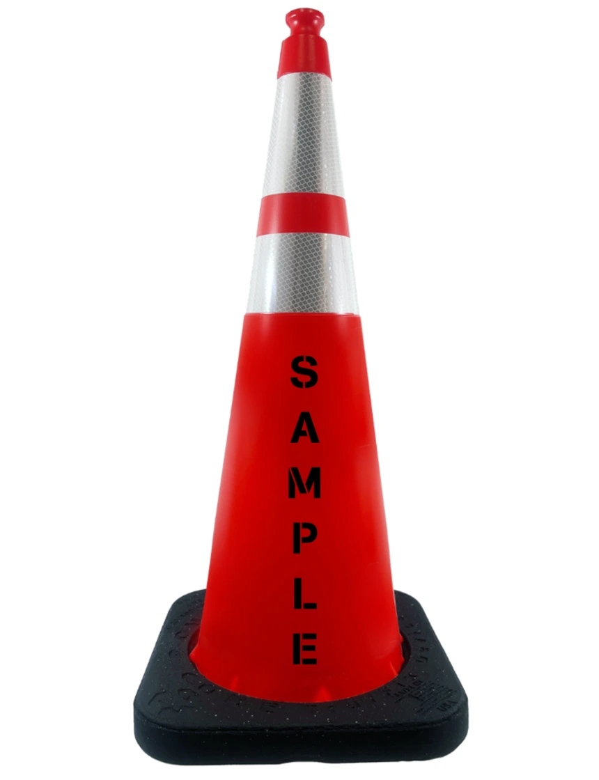 36\", 10.0 lbs, TrafFix Devices Enviro-Cone Traffic Cone w/ 6\" \u0026 4\" Reflective Collars, Orange with Custom Lettering on Both Sides (2X)