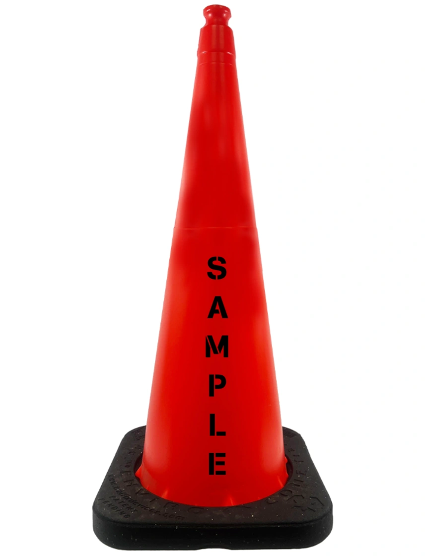 36\", 10.0 lbs, TrafFix Devices Enviro-Cone Traffic Cone, Orange with Custom Lettering on Both Sides (2X)