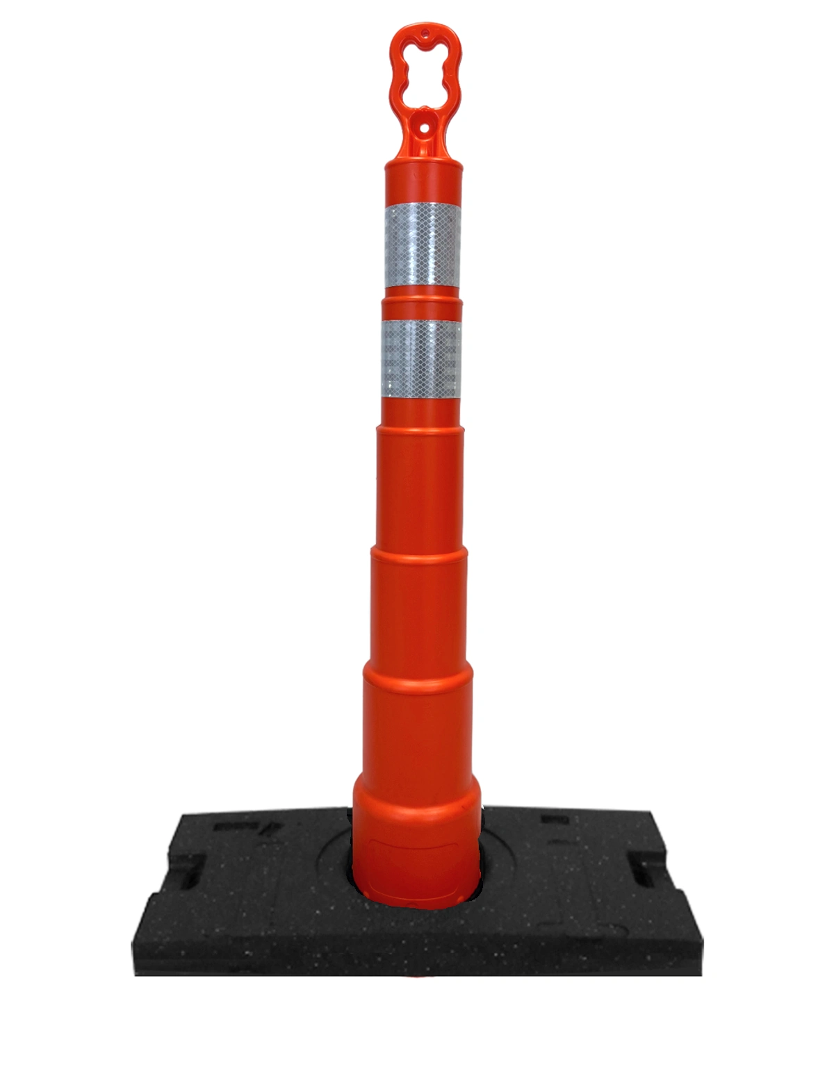 Orange 42\" Ez-Grab Channelizer, Two (2) 4\" HI Collars \u0026 30 lbs Base