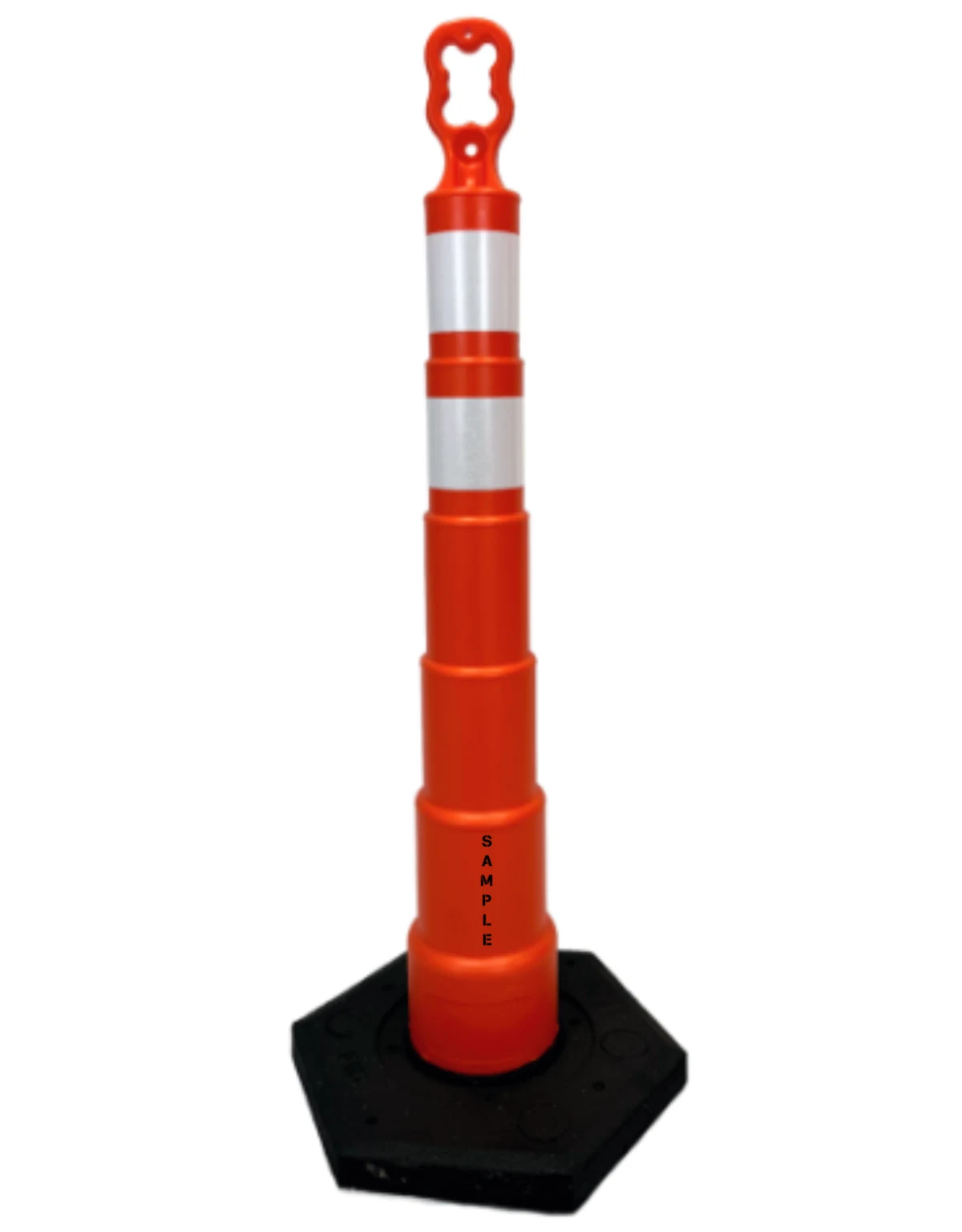 Orange 42\" Ez-Grab Channelizer, Two (2) 4\" EG Collars, 16 lbs Base \u0026 Custom Lettering On One Side