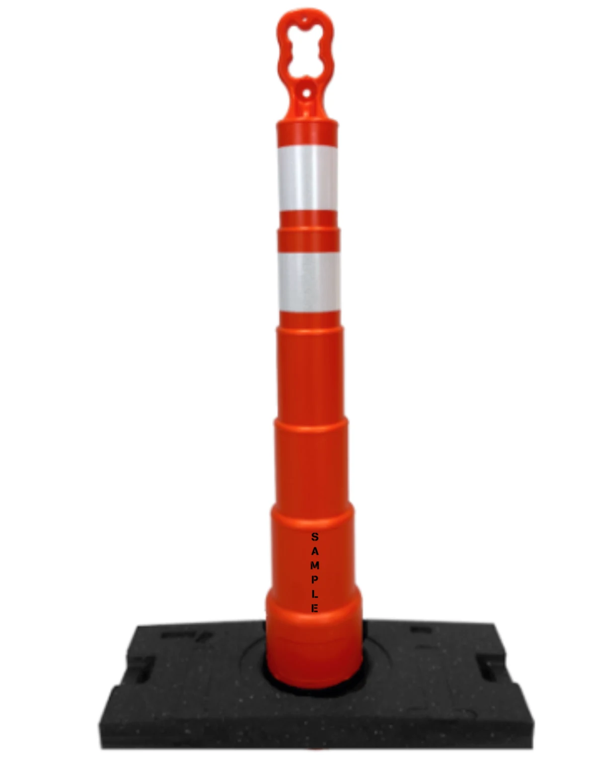 Orange 42\" Ez-Grab Channelizer, Two (2) 4\" EG Collars, 30 lbs Base \u0026 Custom Lettering On One Side