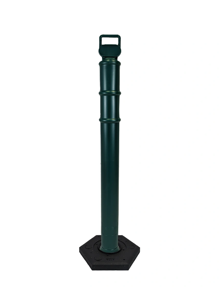 Dark Green 45\" Cortina Ez Grab Delineator Tube w/ 18 lbs Rubber Base w/ Single Color Graphic