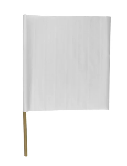 20\" x 20\" White Airport Barricade Flag with 30\" Wooden Handle