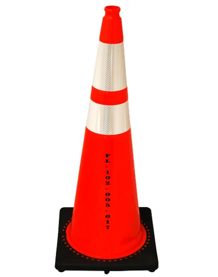 Florida Dot Approved Orange 36\" 12 lbs JBC Black Base Traffic Cone w/ 6\" \u0026 4\" Reflective Collars