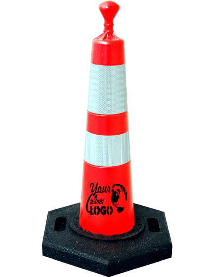 28\" Grabber Cone with 16 Lb. Base \u0026 4\" \u0026 6\" Reflective Collars with Single Color Graphic