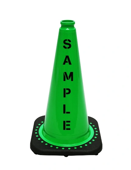 Green 18\" JBC Black Base Traffic Cone w/ Custom Lettering