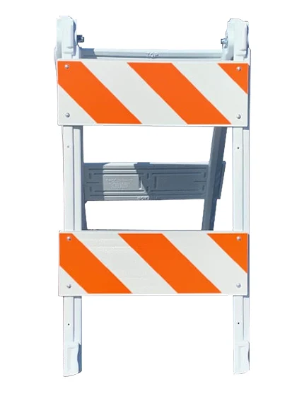 45\" H X 24\" W Folding Plastic MUTCD Type II Barricade w/Engineer Grade (EG) Reflective Sheeting | Single Color Graphic